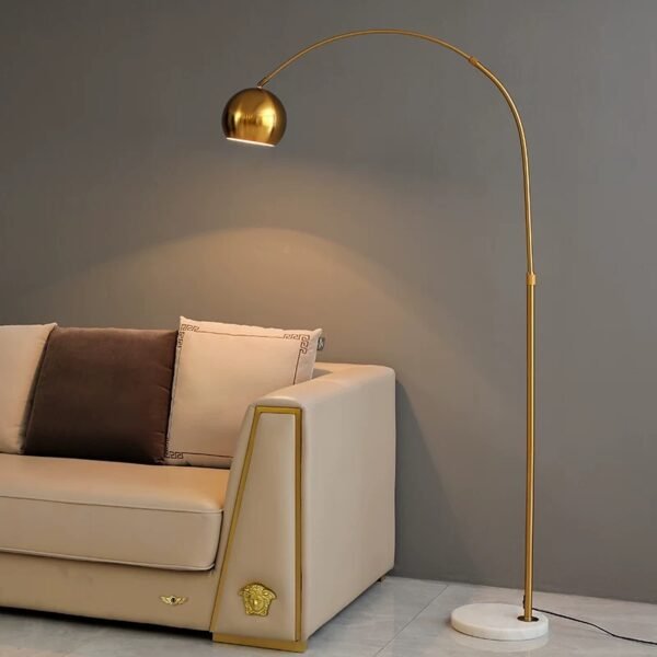 Modern Gold Arc Floor Lamp – Marble Base