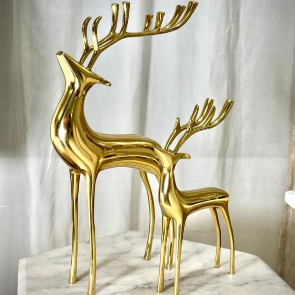 Golden Deer Sculpture Set