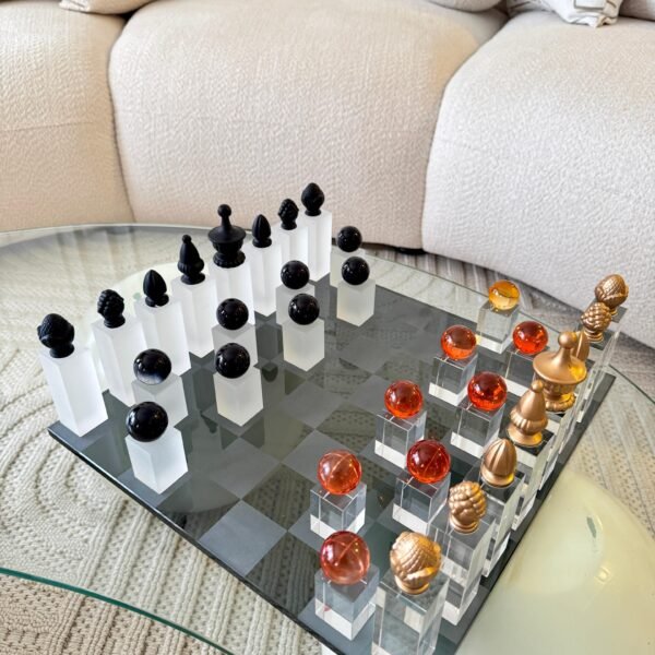 Luxury Crystal Chess Set – Bronze & Black